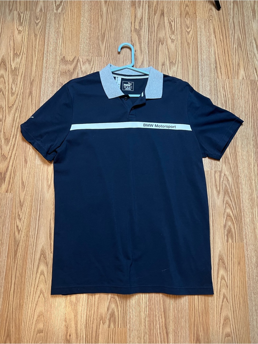 Men's BMW Motorsport Racing Navy Polo with Gray Collar